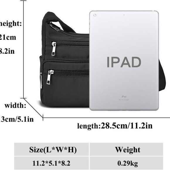 RFID Purses for Women Fabric Nylon Multi Pocket Crossbody Bag Ladies Travel Hand - Picture 3 of 7